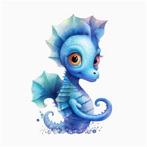 Premium AI Image | A cartoon drawing of a blue sea dragon with a tail ...