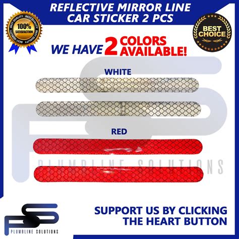 Reflective Mirror Line Car Sticker Color Red White 2 Pcs Per Order