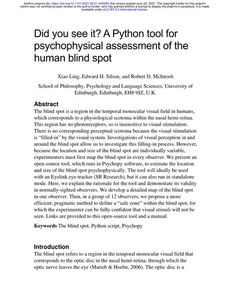 Pdf Did You See It A Python Tool For Psychophysical Assessment Of