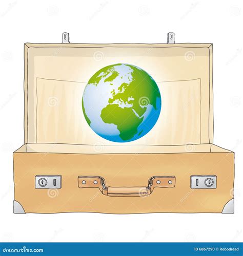 The World In A Suitcase Vector Stock Vector Illustration Of