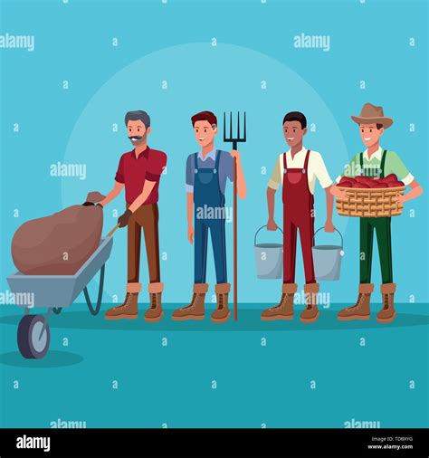 Farmers Working In Farm Cartoons Stock Vector Image Art Alamy