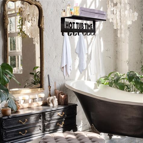 Rustic Hot Tub Towel Racks Rustic Wood Bathroom Shelf With Towel Bar