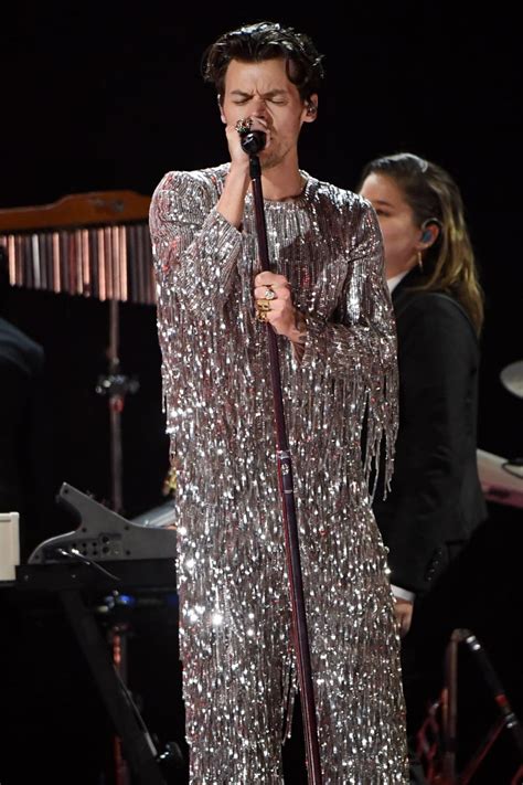 Harry Styless Egonlab Crystal Jumpsuit At Grammys 2023 Popsugar Fashion