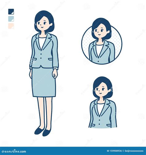 Simple Suit Business Woman_Face Sideway Vector Illustration
