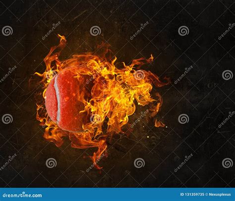 Tennis Ball In Fire Stock Image Image Of Power Motion