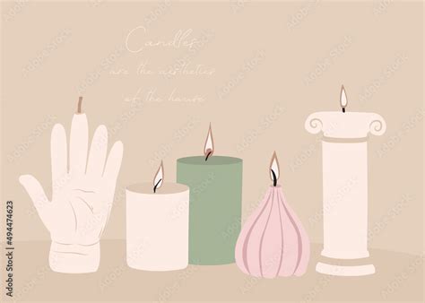 beautiful aesthetic candles, lit, an element of decor and comfort for ...