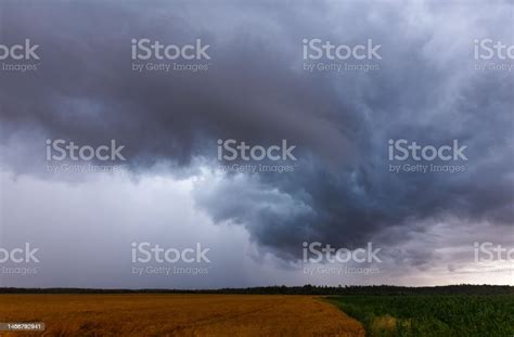 Severe Thunderstorm Clouds Landscape With Storm Clouds Stock Photo ...