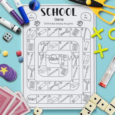 School | Board Game Speaking Activity | ESL Worksheet