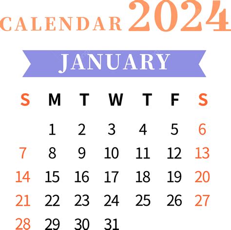 Calendario Enero 2024 Simple Png 2024 Enero Calendario Png Y Vector Para Descargar Gratis