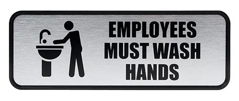 Cosco Brushed Metal Employees Must Wash Hands Sign 3 X 9 Silver