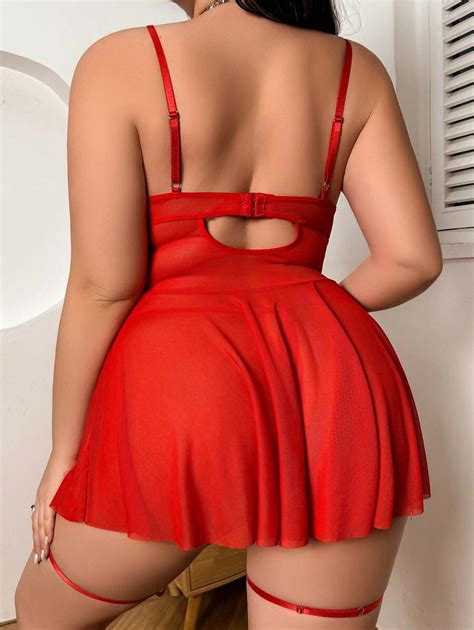 Robe De Lingerie Sexy Grande Taille Avec String Et Jarreti Re Mode En