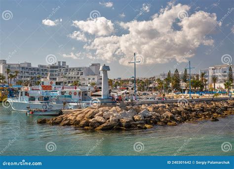 Boats Moored In Seaport Of Ayia Napa Cyprus Editorial Photography