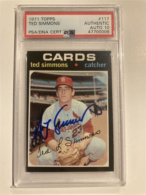 Topps Ted Simmons Signed Rookie Baseball Card Psa Dna Auto