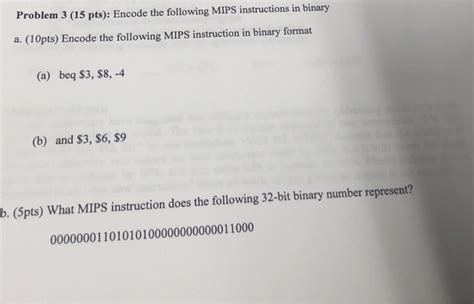 Solved Problem 3 15 Pts Encode The Following MIPS Chegg