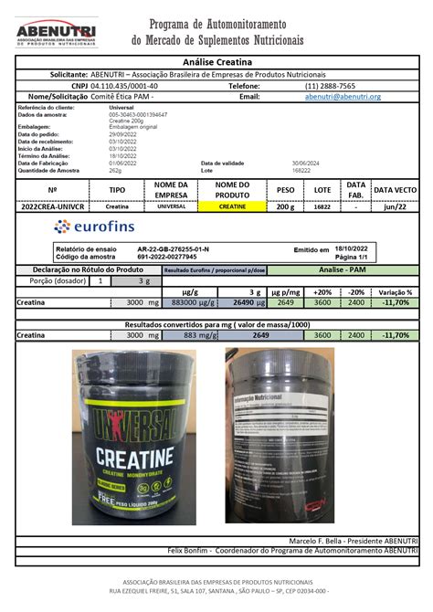 Pam Resultados Universal Creatine Sem Sabor Abenutri Org