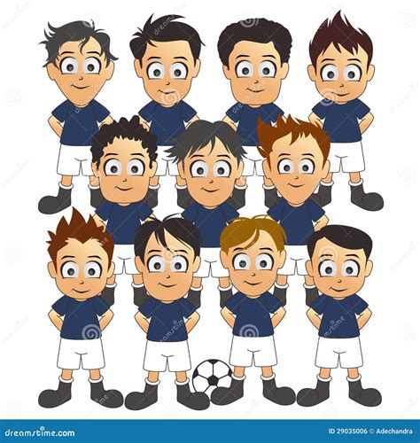 Soccer Team Set Blue Cartoon Stock Vector - Illustration of defense ...