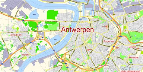 Antwerp Belgium PDF Map Vector exact City Plan scale 1:47033 editable ...