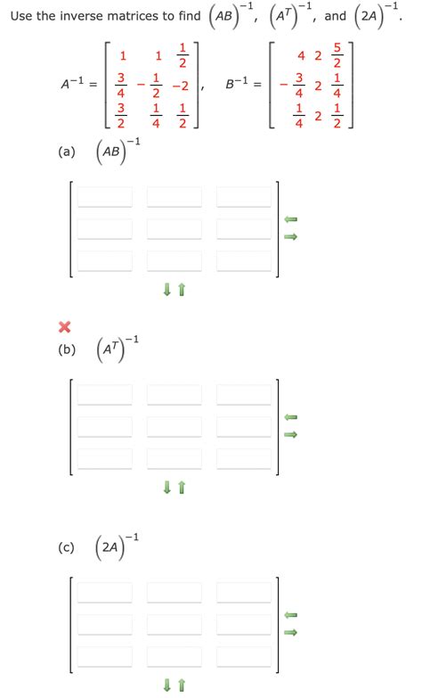 Solved Use the inverse matrices to find (AB)*, (47)2, and | Chegg.com