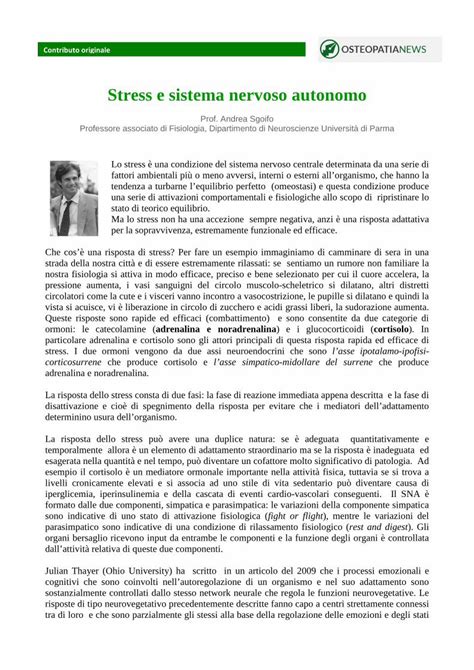 Pdf Stress E Sistema Nervoso Autonomo Osteopatianews Stress E