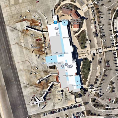 santa barbara airport map guide  sbas terminals