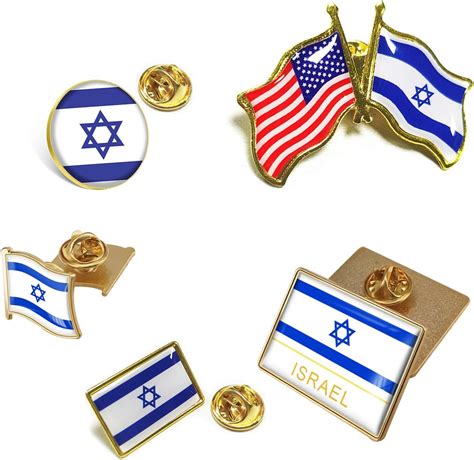 Israel Flag Lapel Pins 5 In 1 Box Mini Small Metal