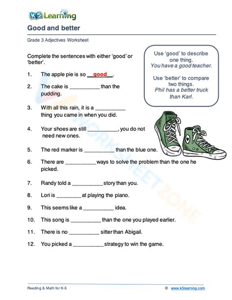 Good And Better Worksheet