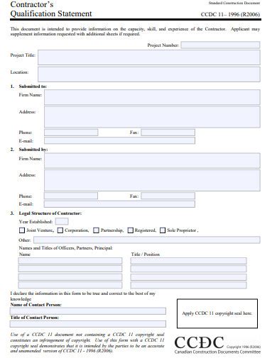 14 Contractor Qualification Statement Templates In Pdf Doc Free And Premium Templates