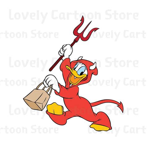 Donald Duck As A Devil Svg Eps Dxf And Png Formats Etsy