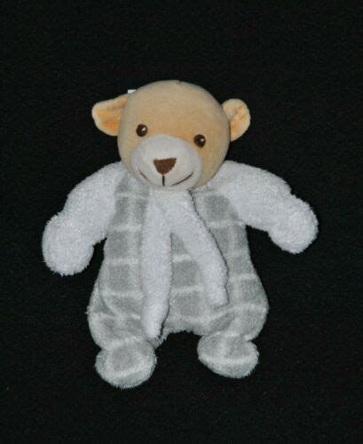 Peluche Doudou Ours Nounours Blanc Gris Charpe Grelot Cm Ttbe Ebay