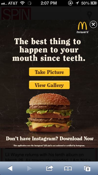 Mcdonald S Showcases Instagram Campaign Through Mobile Mobile