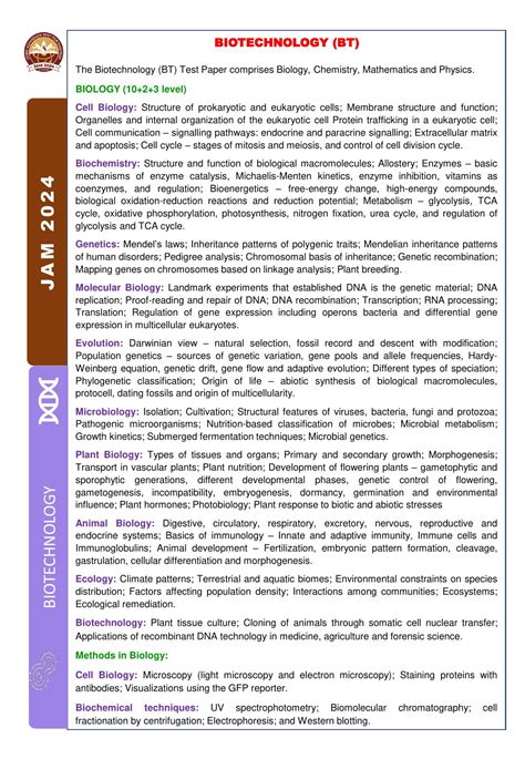 IIT JAM Biotechnology Syllabus IndCareer Docs