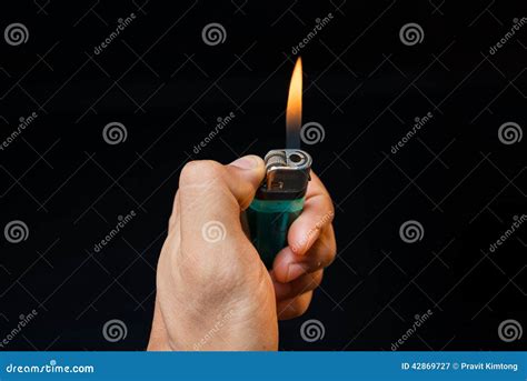 Hand With Lighter Igniting Stock Image Image Of Ignition 42869727