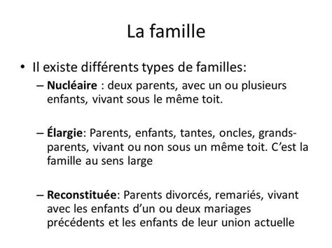 EVOLUTION DE LA FAMILLE EN FRANCE Les types de familles Préparons