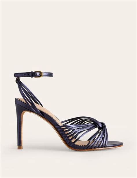 Twist Front Heeled Sandals Navy Metallic Boden EU