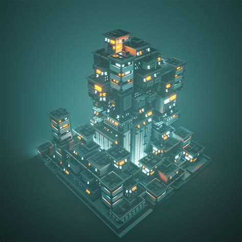 Water City Voxel Art Animation On Behance Isometric Art Cyberpunk