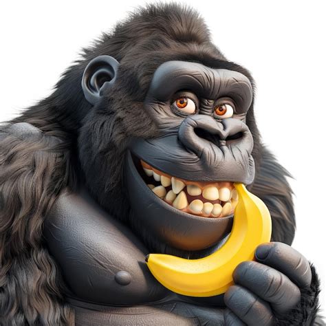 Premium Photo A Gorilla With A Banana In His Mouth