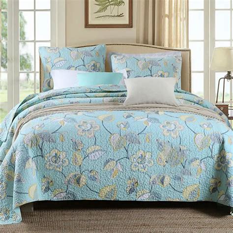 100% Cotton Bedspreads Floral Super Soft Quilted Bedspread Set ...