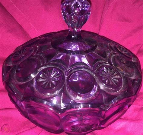 Fenton Purple Carnival Glass Modern Fenton Persian Medallion Amethyst Carnival Glass 8 Ruffled