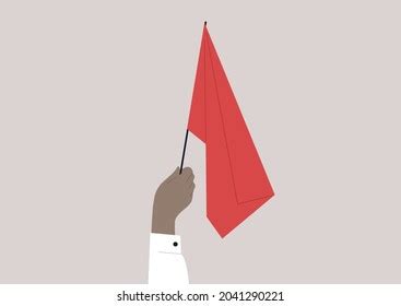 Hand Waving Red Flag Warning Sign Stock Vector Royalty Free