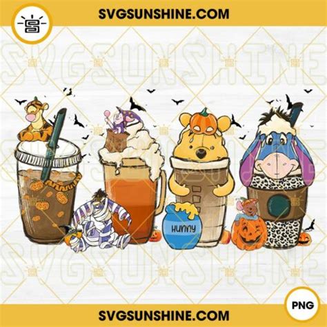 Winnie The Pooh Fall Coffee Latte Png Cartoon Halloween Iced Coffee