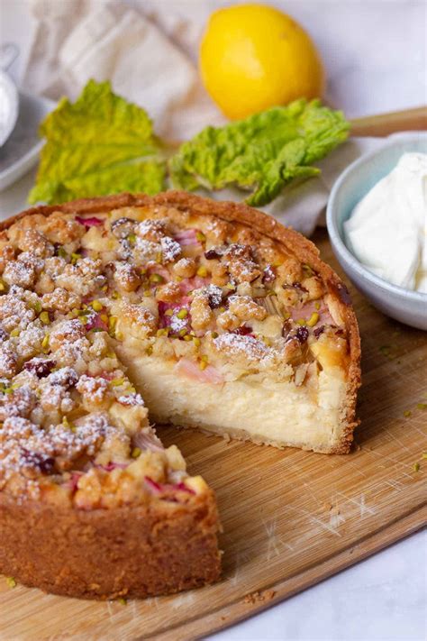 German Rhubarb Cheesecake With Quark Streusel Cinnamon Coriander