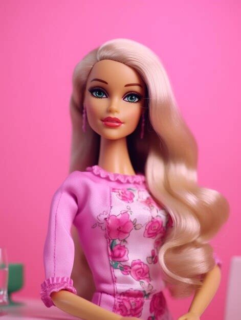 Premium AI Image A Barbie Doll With Pink Hair And A Pink Shirt