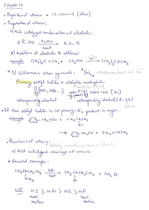 Solution Ethers Epoxides And Sulfides Organic Chemistry Summary