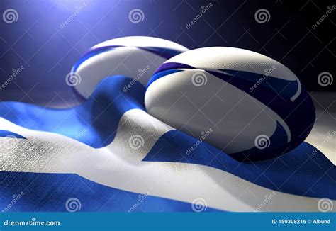 Scotland Flag And Rugby Ball Pair Stock Illustration Illustration Of