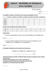 Multiples et diviseurs CM1 Exercice évaluation révision leçon pdf