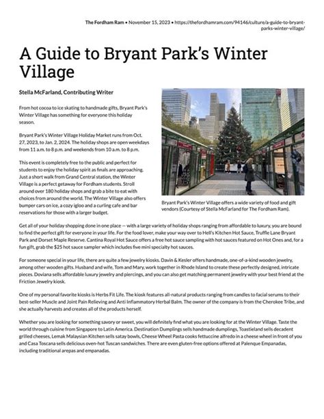 A Guide To Bryant Park S Winter Village Stella Mcfarland Portfolio