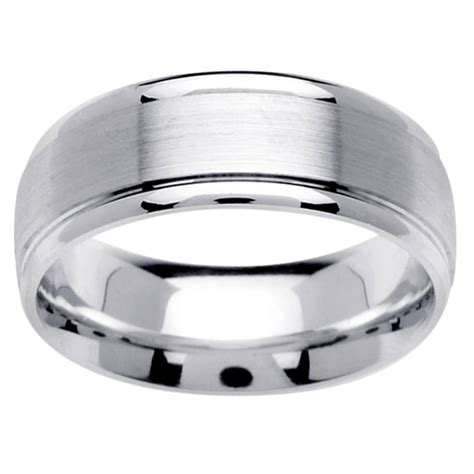 14k White Gold Mens Brushed Wedding Band 13841934