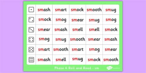 Phase 4 Initial Blends Roll And Read Mat Sm Teacher Made