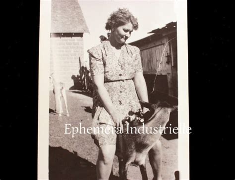 Reserved Poor Goat 1940s Snapshot Woman Riding Goat