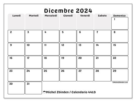 Calendario Dicembre 2024 44 Michel Zbinden IT